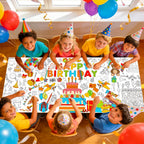 AinDen Birthday Coloring Tablecloth – Giant 72x30 Inch Coloring Poster for Parties, Crafts & Classrooms