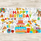 AinDen Birthday Coloring Tablecloth – Giant 72x30 Inch Coloring Poster for Parties, Crafts & Classrooms