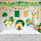 AinDen St Patrick's Day Coloring Tablecloth — Giant 72x30 Inch Poster for Kids, Classrooms & Parties