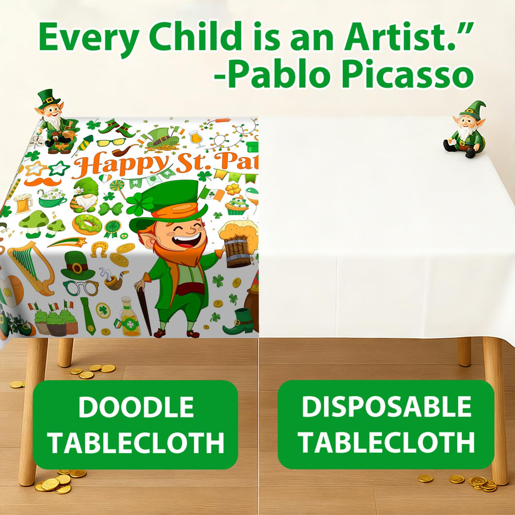 AinDen St Patrick's Day Coloring Tablecloth — Giant 72x30 Inch Poster for Kids, Classrooms & Parties