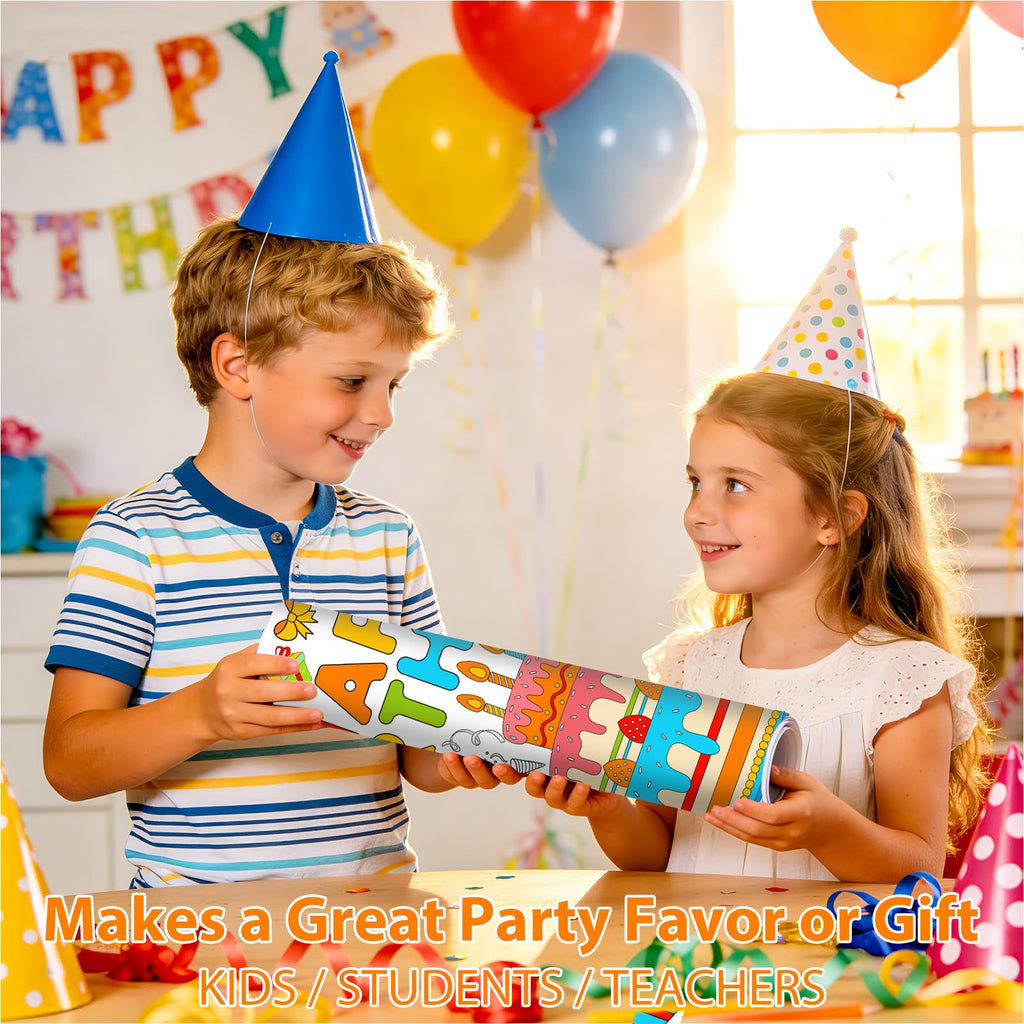 AinDen Birthday Coloring Tablecloth – Giant 72x30 Inch Coloring Poster for Parties, Crafts & Classrooms