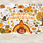 AinDen Thanksgiving Coloring Tablecloth – 72x30 Inch Kids Craft Table Cover
