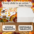 AinDen Thanksgiving Coloring Tablecloth – 72x30 Inch Kids Craft Table Cover