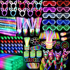 AioAuiy 186 PCS Glow in the Dark Party Set — Neon Sticks, Wands, LED Glasses & More