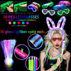 AioAuiy 186 PCS Glow in the Dark Party Set — Neon Sticks, Wands, LED Glasses & More