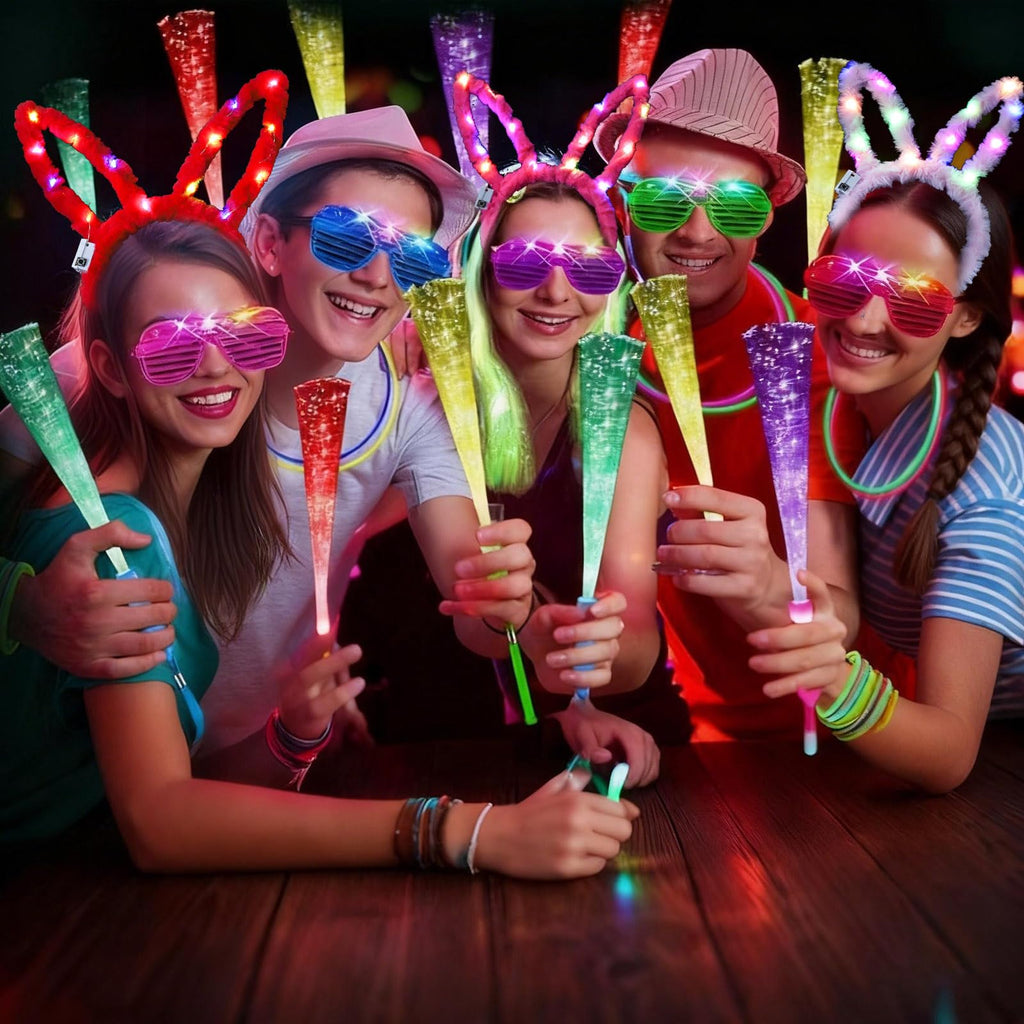 AioAuiy 186 PCS Glow in the Dark Party Set — Neon Sticks, Wands, LED Glasses & More
