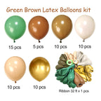 AIOZX Green & Brown Balloons Set – 60 Pcs, 12in Jungle Safari Theme