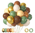 AIOZX Green & Brown Balloons Set – 60 Pcs, 12in Jungle Safari Theme