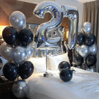 AIOZX Black & Silver Balloon Kit – 50pcs 12-Inch Balloons for Birthday, Graduation, New Year, Wedding