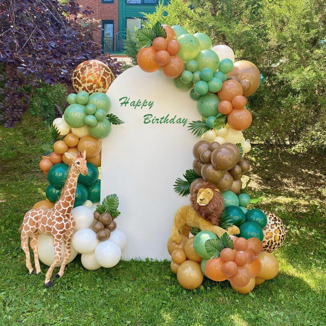 AIOZX Green & Brown Balloons Set – 60 Pcs, 12in Jungle Safari Theme