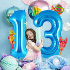 AIQINHU Sea Animal Blue 3 Balloon Set — 40-Inch Foil Balloon with 4 Mini Ocean Balloons
