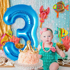 AIQINHU Sea Animal Blue 3 Balloon Set — 40-Inch Foil Balloon with 4 Mini Ocean Balloons