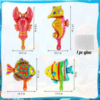 AIQINHU Sea Animal Blue 3 Balloon Set — 40-Inch Foil Balloon with 4 Mini Ocean Balloons