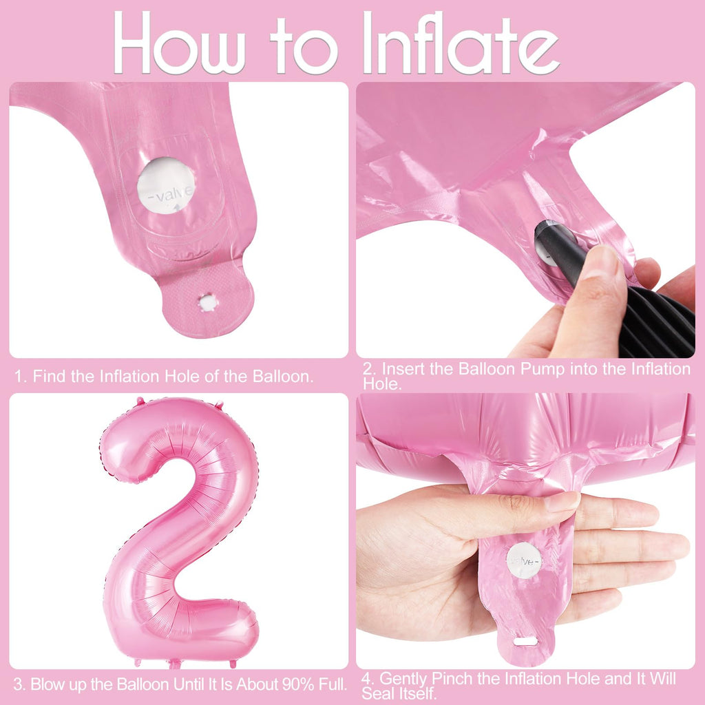 AIQINHU Bow Pink 2 Balloon – 40 Inch Large Foil Number Balloons with Bow for Birthday Parties