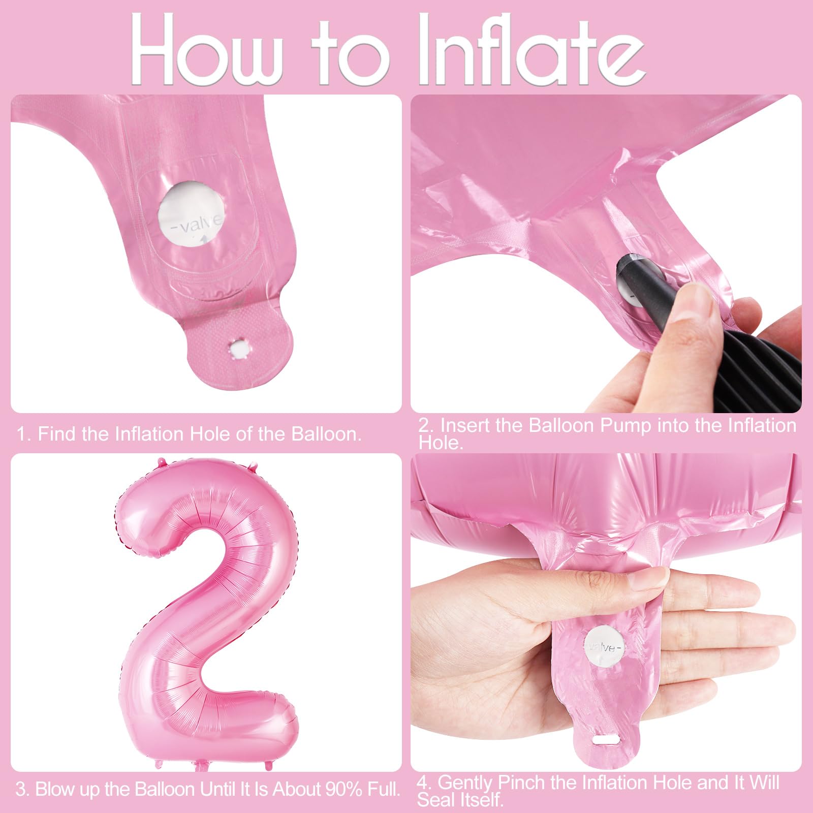 AIQINHU Bow Pink 2 Balloon – 40 Inch Large Foil Number Balloons with Bow for Birthday Parties