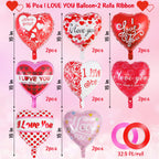 AIQINHU Red Heart Valentine Balloons – 16 Pcs I Love You Foil Balloons for Valentines Day and Romantic Nights