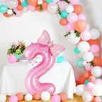 AIQINHU Bow Pink 2 Balloon – 40 Inch Large Foil Number Balloons with Bow for Birthday Parties