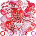 AIQINHU Red Heart Valentine Balloons – 16 Pcs I Love You Foil Balloons for Valentines Day and Romantic Nights