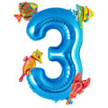 AIQINHU Sea Animal Blue 3 Balloon Set — 40-Inch Foil Balloon with 4 Mini Ocean Balloons