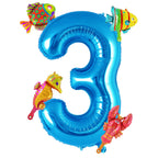 AIQINHU Sea Animal Blue 3 Balloon Set — 40-Inch Foil Balloon with 4 Mini Ocean Balloons