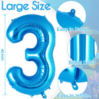 AIQINHU Sea Animal Blue 3 Balloon Set — 40-Inch Foil Balloon with 4 Mini Ocean Balloons