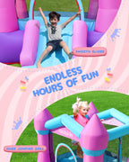 AirMyFun Pink Inflatable Toddler Bounce House with Blower – Indoor/Outdoor Jumping Castle for Kids 3-8 (82011B)