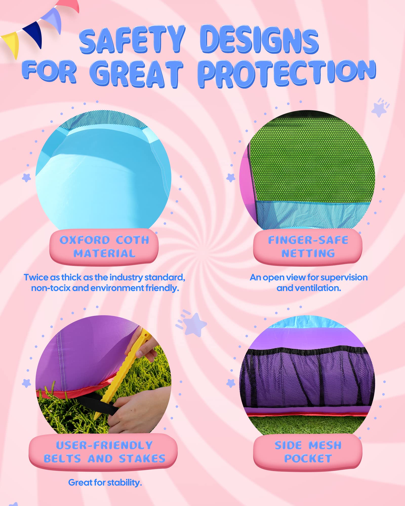 AirMyFun Pink Inflatable Toddler Bounce House with Blower – Indoor/Outdoor Jumping Castle for Kids 3-8 (82011B)