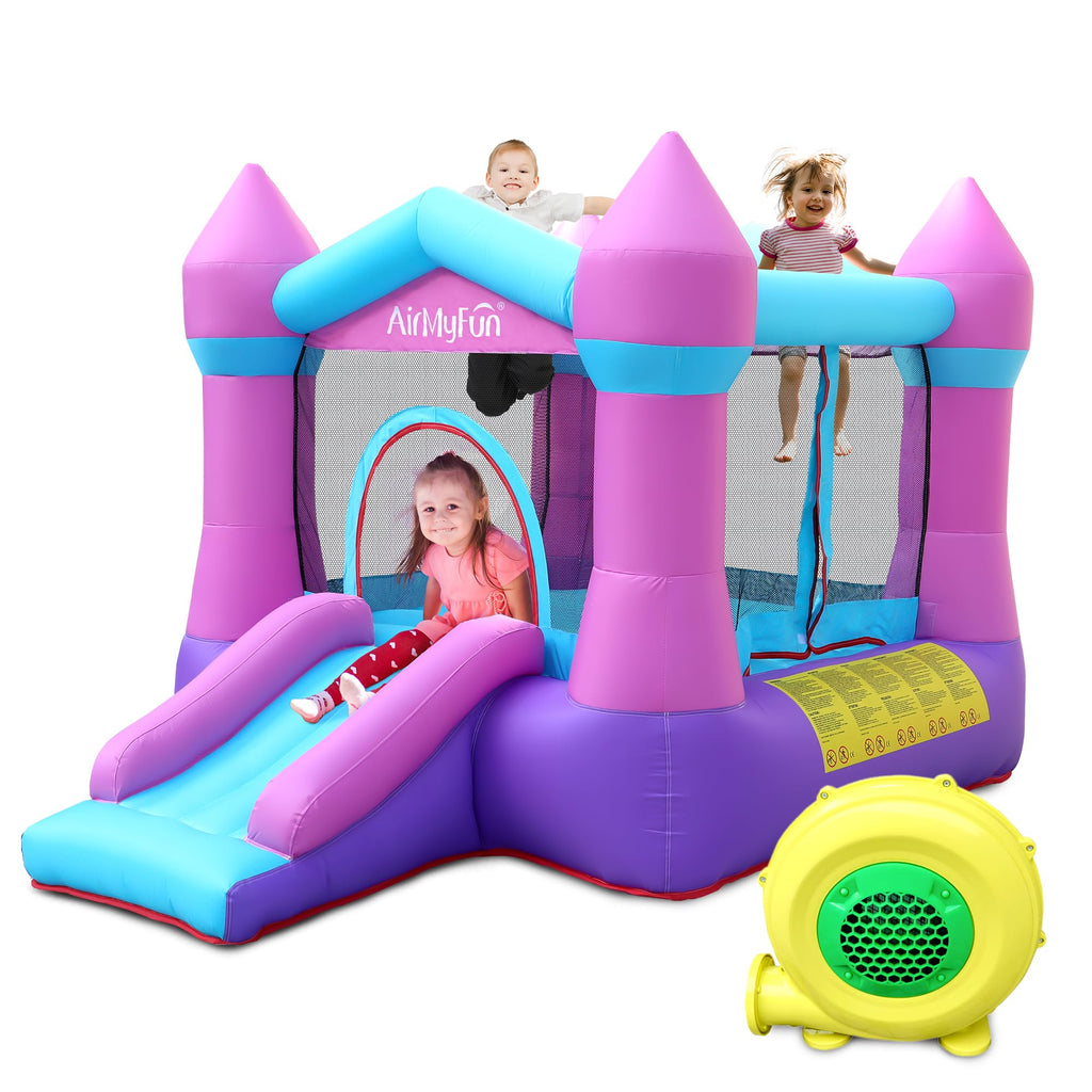 AirMyFun Pink Inflatable Toddler Bounce House with Blower – Indoor/Outdoor Jumping Castle for Kids 3-8 (82011B)
