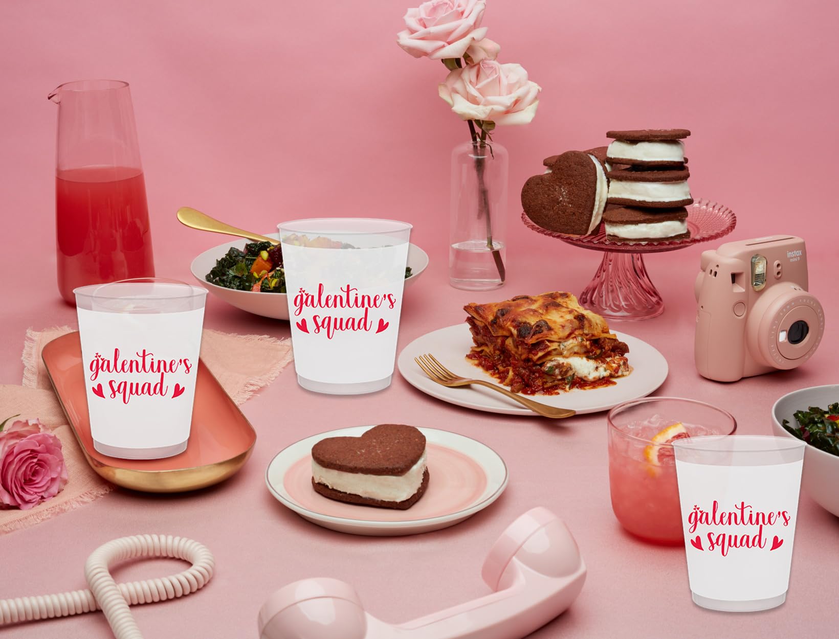 Aisosiks Galentines Squad Cups - 16oz Happy Galentines Day Party Cups (16 Count)