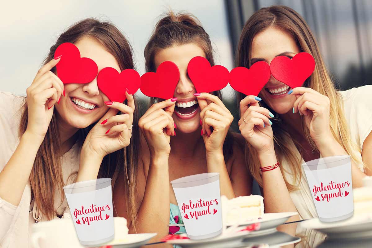 Aisosiks Galentines Squad Cups - 16oz Happy Galentines Day Party Cups (16 Count)