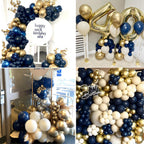 Aiwolf Navy Blue Gold White Balloons Set – 50 Latex 12-Inch Balloons for Weddings & Parties