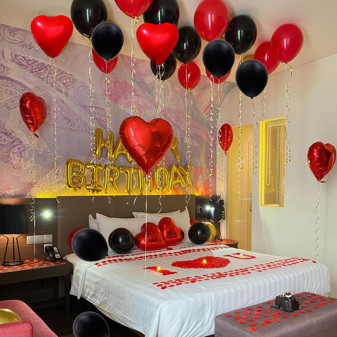 Aiwolf Red & Black Latex Balloons – 50Pcs 12in for Birthday, Wedding & Party Decor
