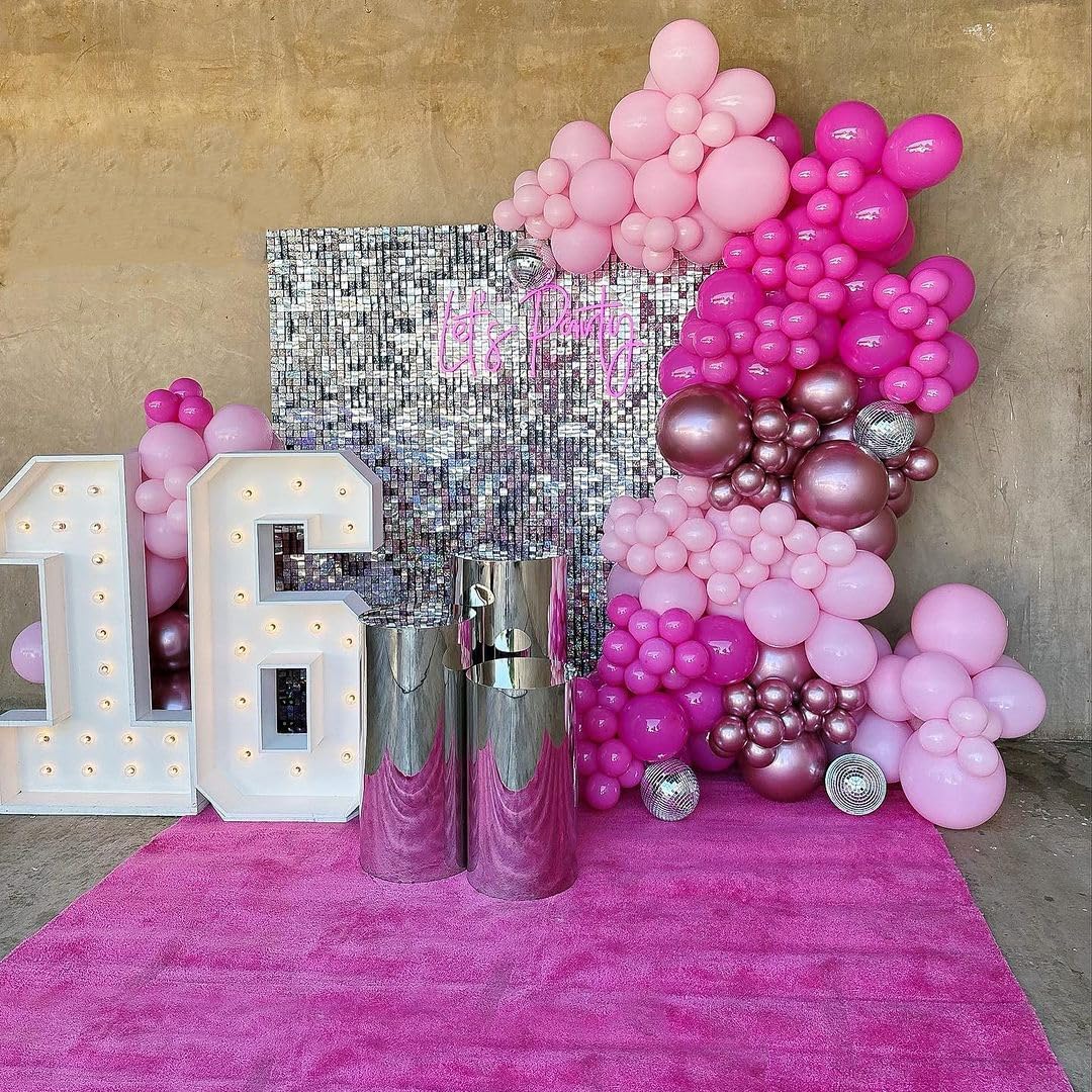 Aiwolf Pink Balloons Set – 50pcs, 12in, Hot Pink, Light Pink & Metallic Pink for Birthday & Baby Shower