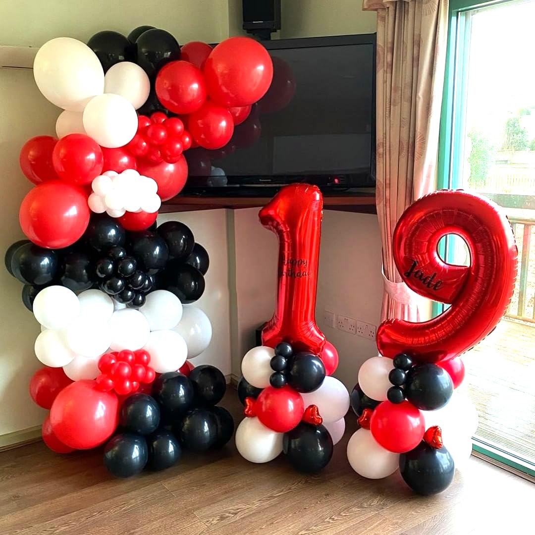 Aiwolf Red & Black Latex Balloons – 50Pcs 12in for Birthday, Wedding & Party Decor