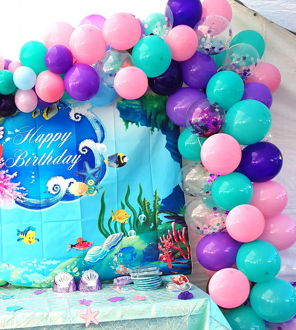 Aiwolf Pink & Purple Party Balloons – 50 Pcs 12in Latex Balloons in Teal Blue for Birthday & Sea-Themed Decor