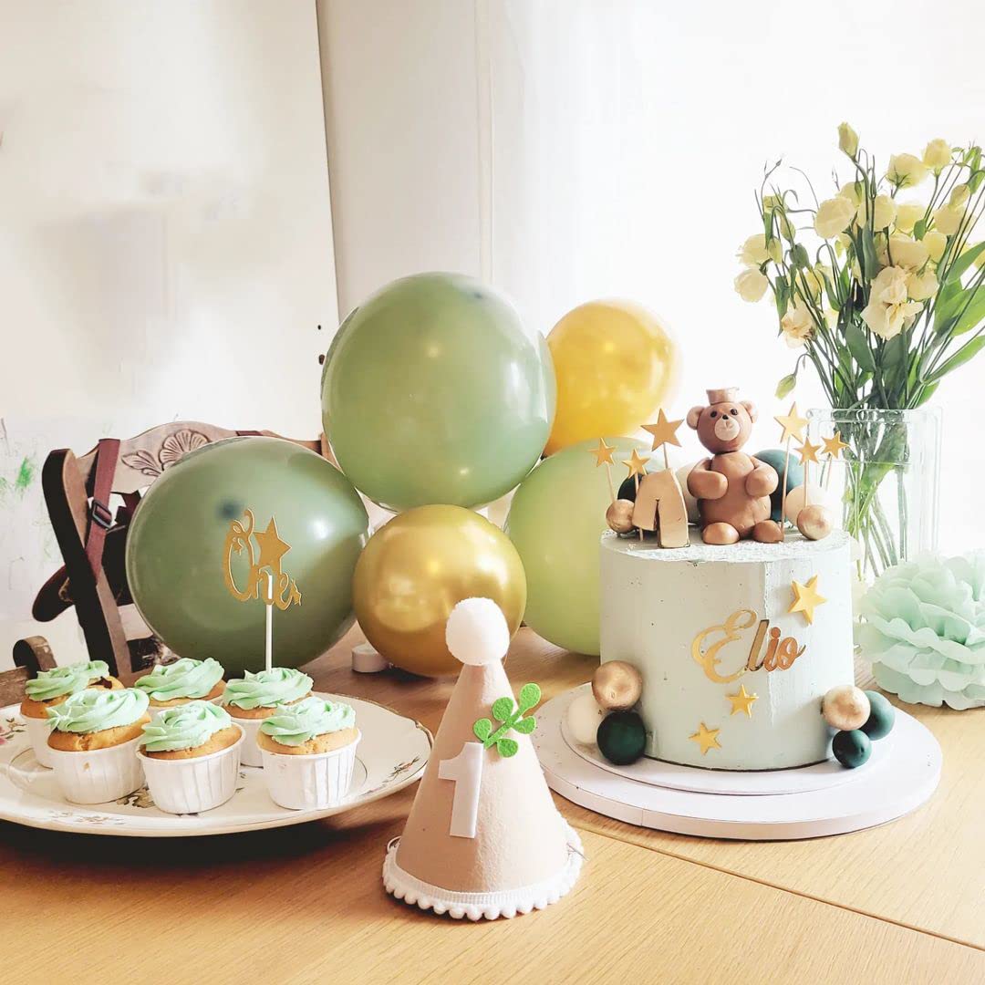 Aiwolf Sage Green & Gold Confetti Balloons – 50Pcs Party Decor