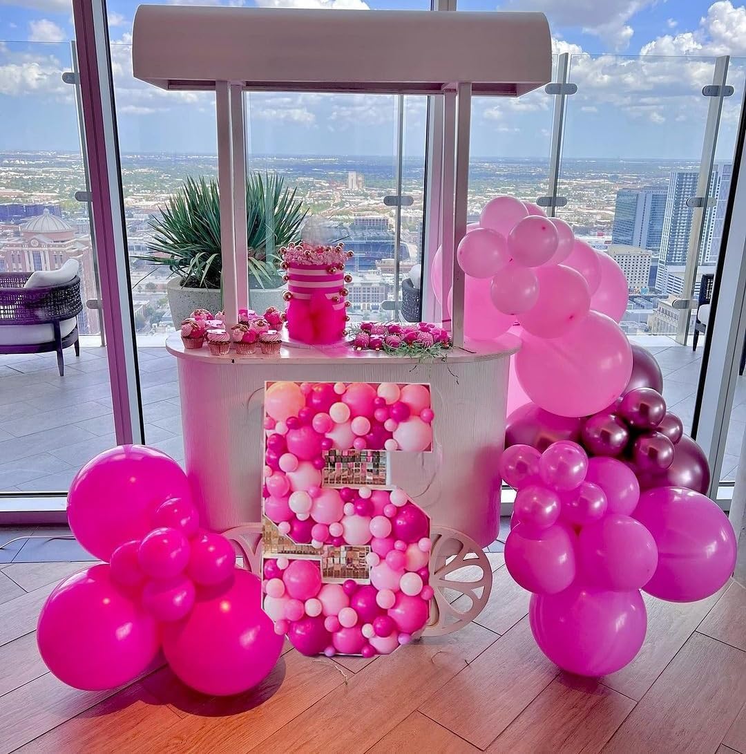 Aiwolf Pink Balloons Set – 50pcs, 12in, Hot Pink, Light Pink & Metallic Pink for Birthday & Baby Shower
