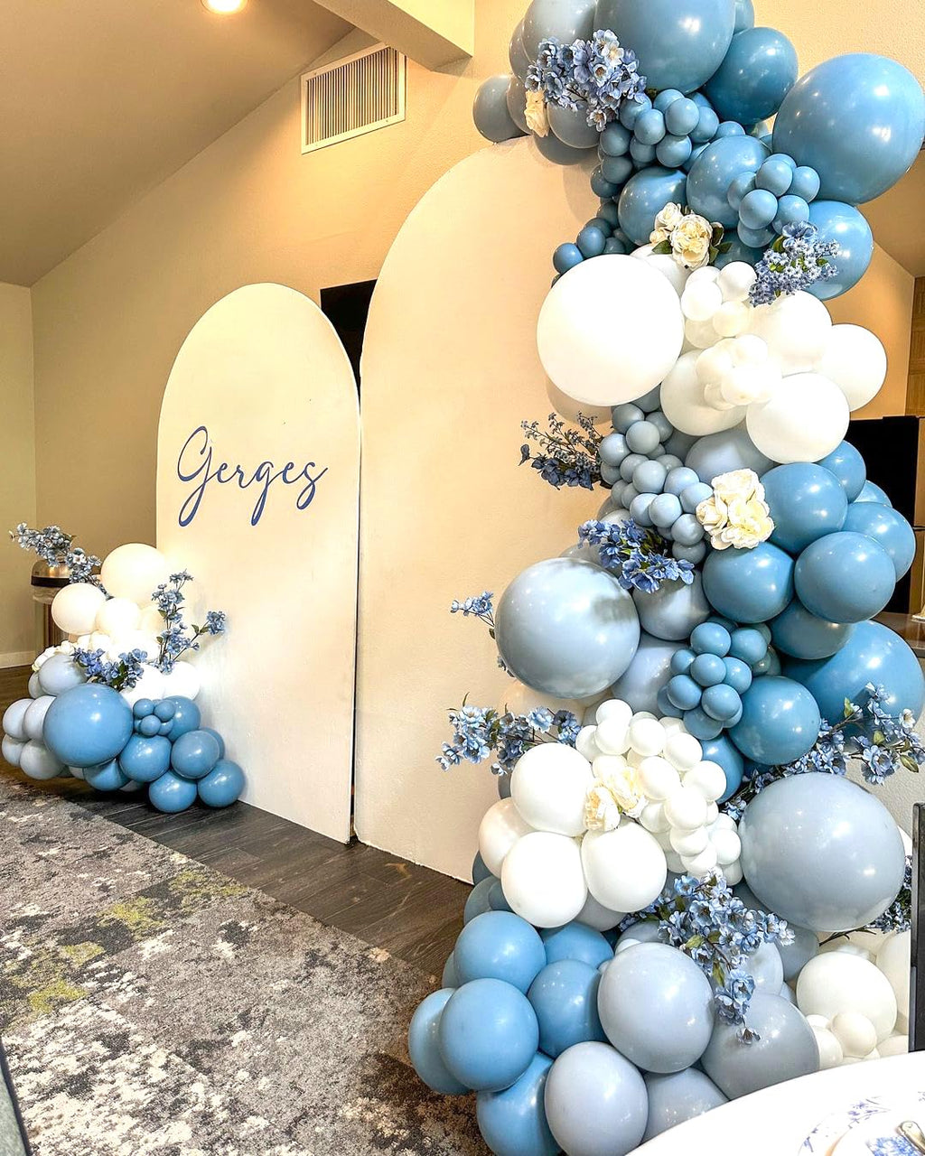 AIWolf Dusty Blue Sand White Balloons Set – 50 Pcs, 12-Inch Latex for Birthday, Baby Shower & Bridal Parties
