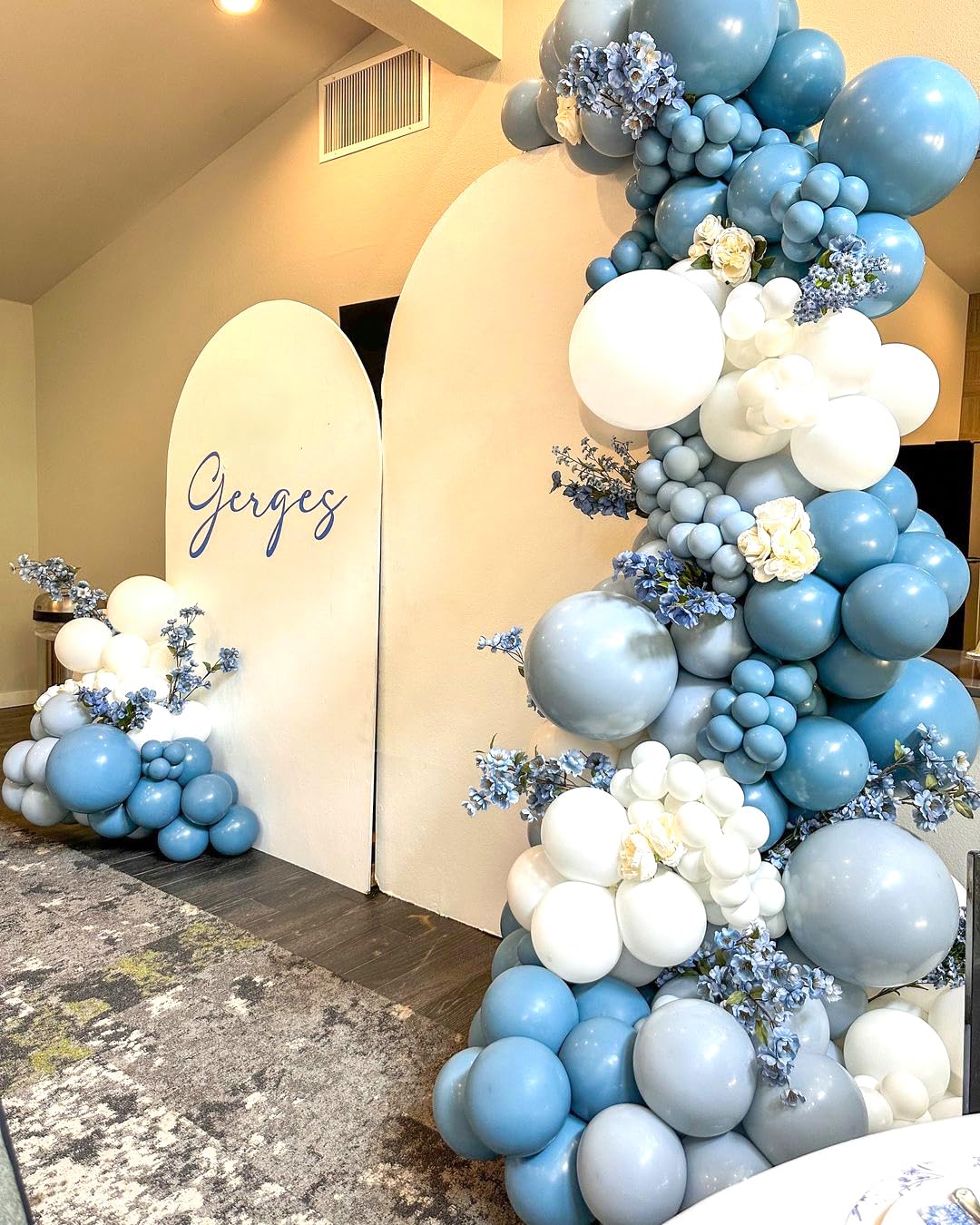 AIWolf Dusty Blue Sand White Balloons Set – 50 Pcs, 12-Inch Latex for Birthday, Baby Shower & Bridal Parties