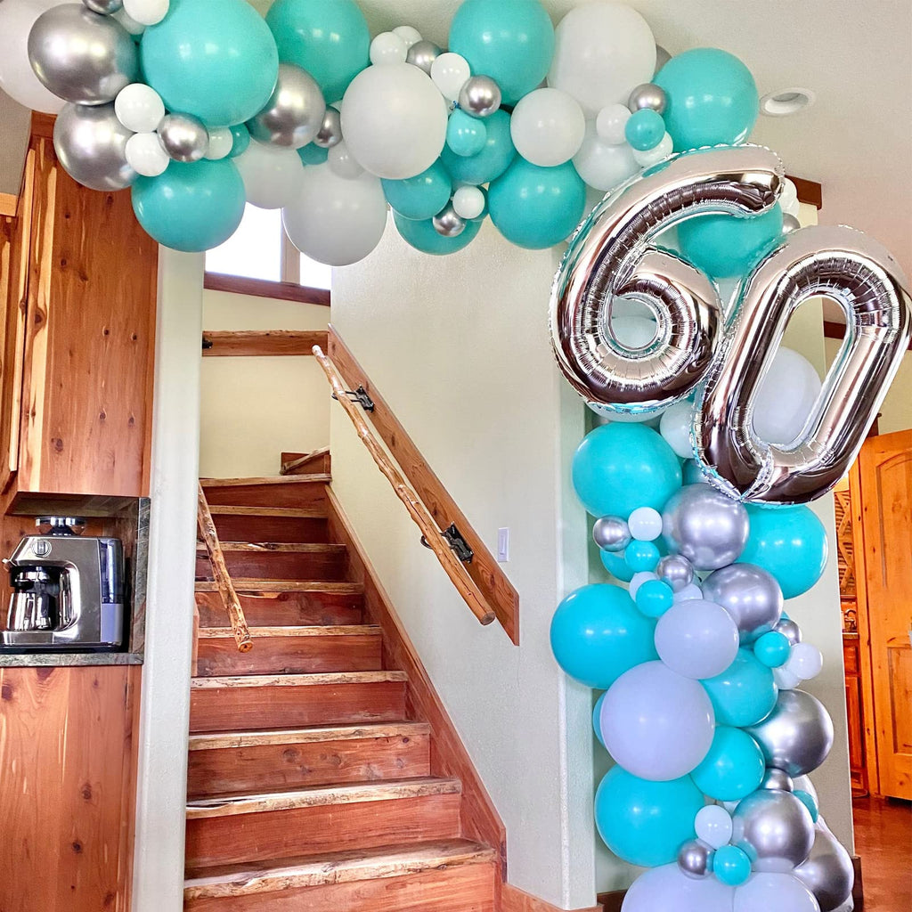 Aiwolf Teal Blue Silver Balloons – 50Pcs Confetti Latex Party Decorations for Weddings & Celebrations