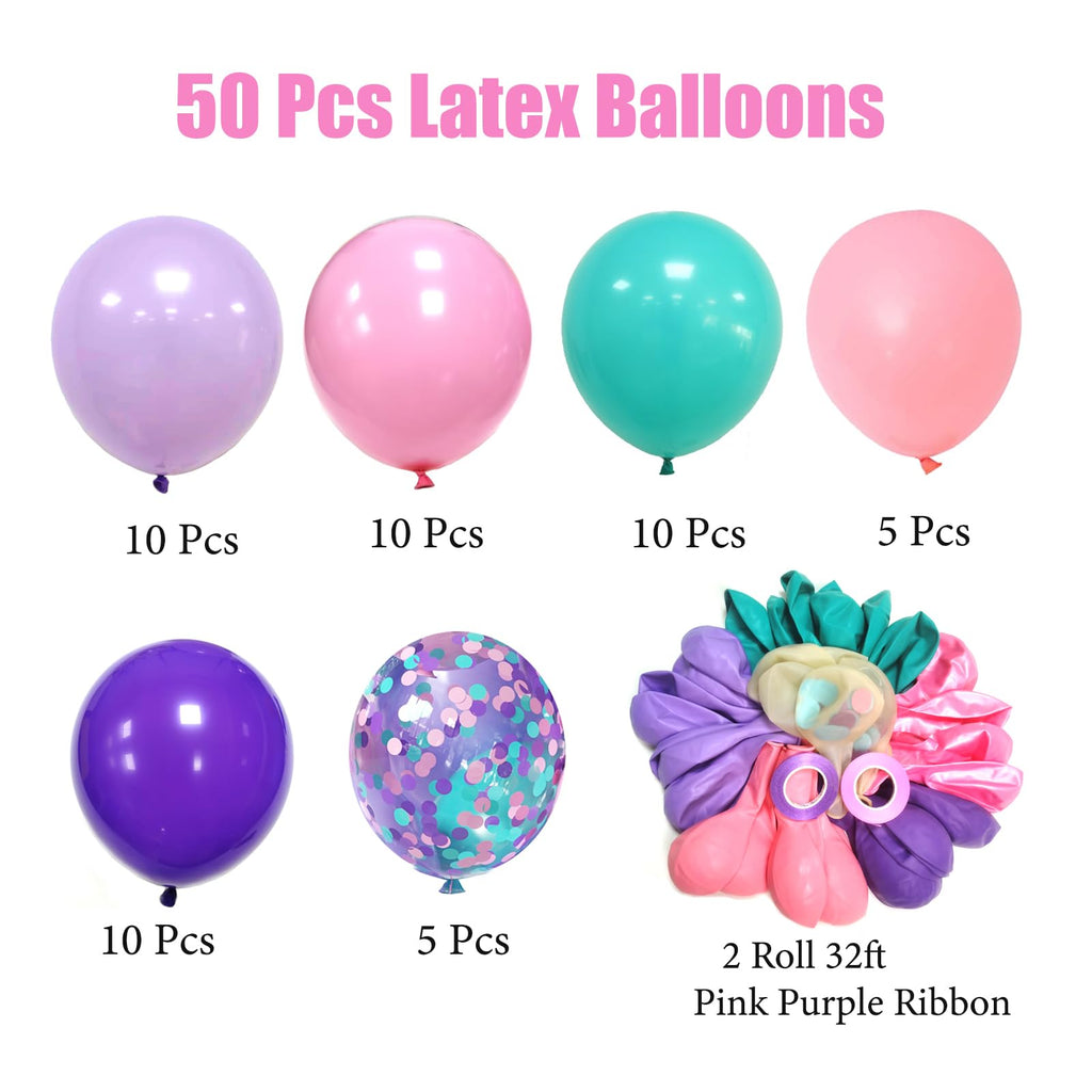Aiwolf Pink & Purple Party Balloons – 50 Pcs 12in Latex Balloons in Teal Blue for Birthday & Sea-Themed Decor