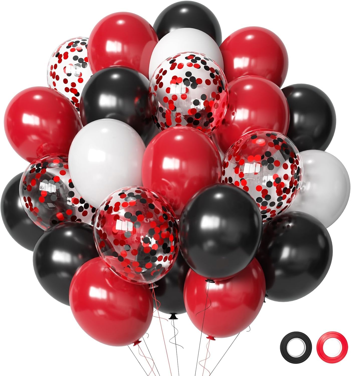 Aiwolf Red & Black Latex Balloons – 50Pcs 12in for Birthday, Wedding & Party Decor