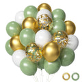 Aiwolf Sage Green & Gold Confetti Balloons – 50Pcs Party Decor