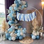 AIWolf Dusty Blue Sand White Balloons Set – 50 Pcs, 12-Inch Latex for Birthday, Baby Shower & Bridal Parties