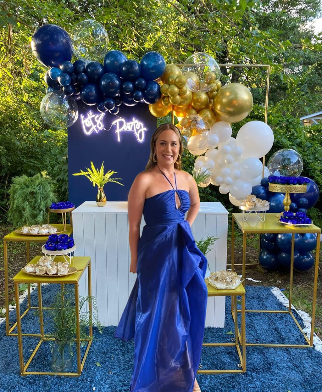 Aiwolf Navy Blue Gold White Balloons Set – 50 Latex 12-Inch Balloons for Weddings & Parties