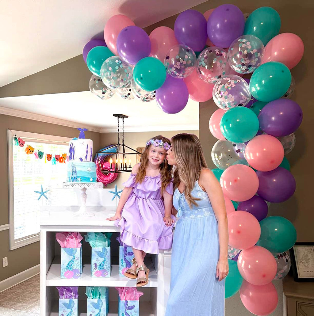 Aiwolf Pink & Purple Party Balloons – 50 Pcs 12in Latex Balloons in Teal Blue for Birthday & Sea-Themed Decor