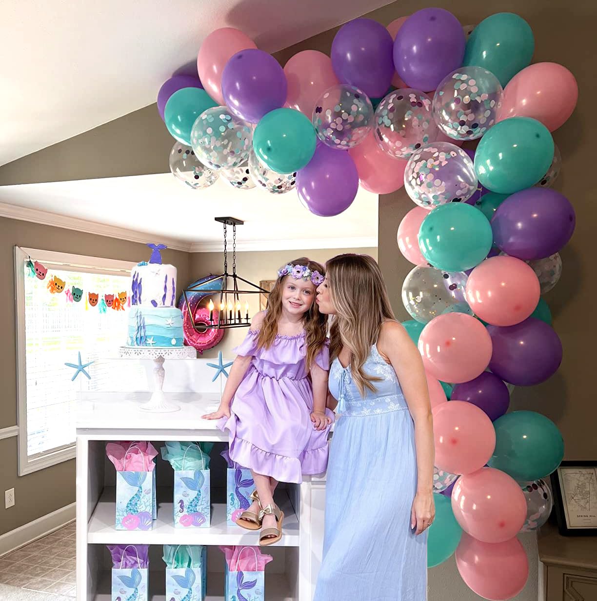 Aiwolf Pink & Purple Party Balloons – 50 Pcs 12in Latex Balloons in Teal Blue for Birthday & Sea-Themed Decor