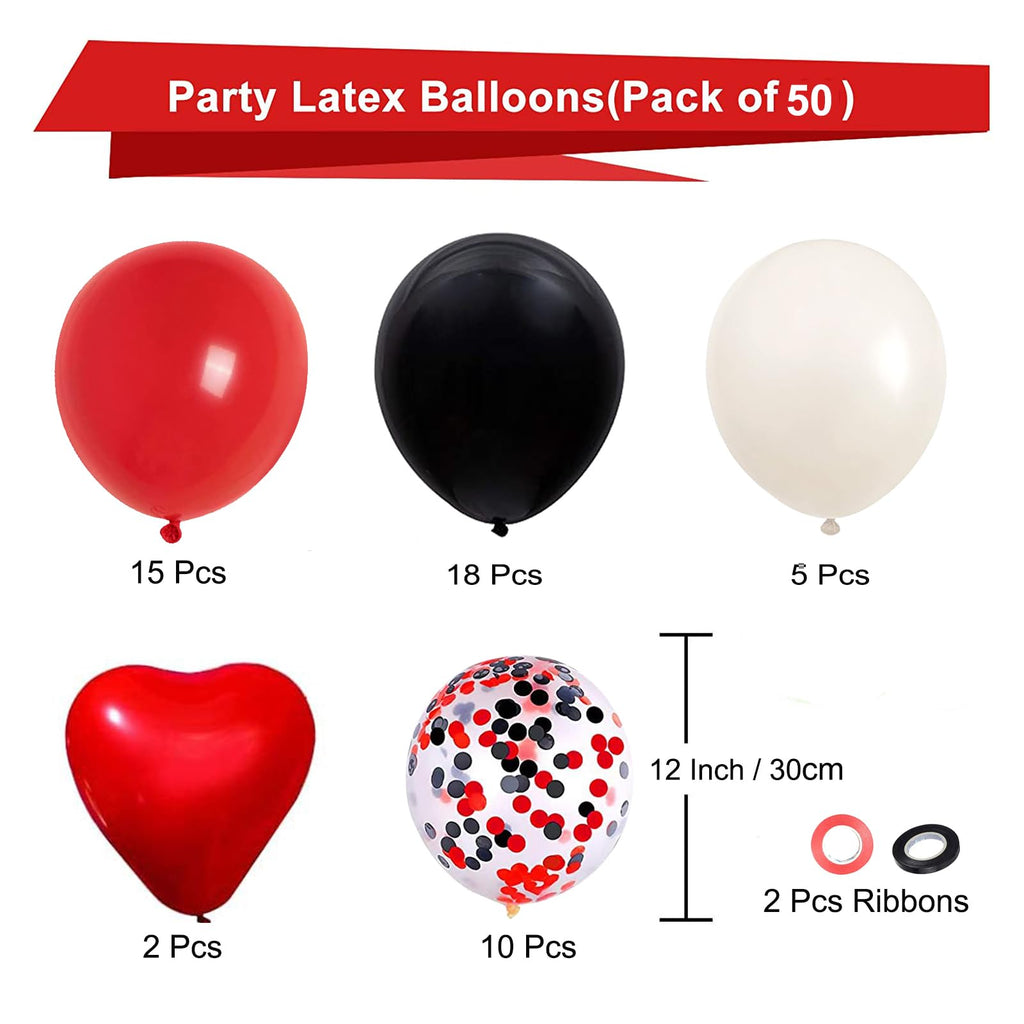 Aiwolf Red & Black Latex Balloons – 50Pcs 12in for Birthday, Wedding & Party Decor
