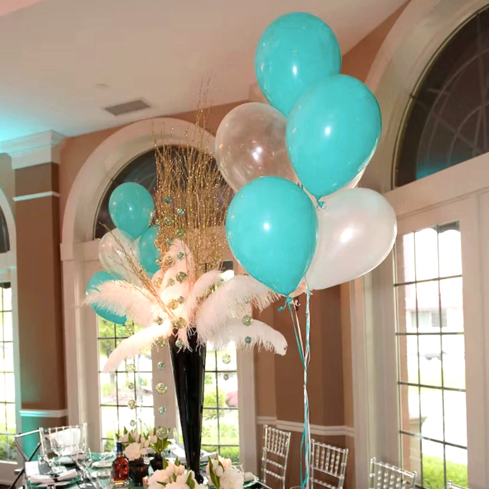 Aiwolf Teal Blue Silver Balloons – 50Pcs Confetti Latex Party Decorations for Weddings & Celebrations