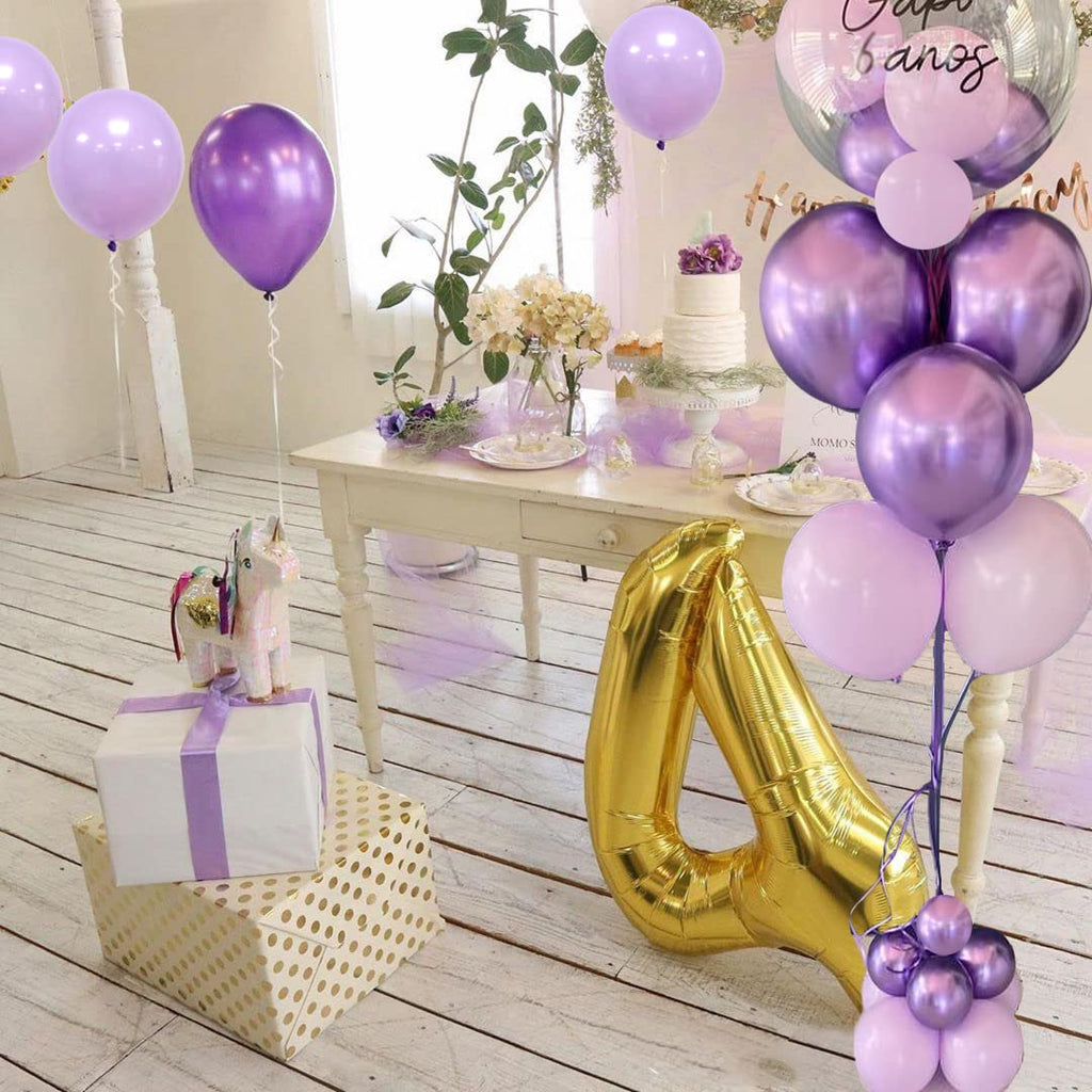 AIWOLF Purple Balloons – 50 Pcs 12inch Lavender Lilac Confetti Latex & Metallic Purple